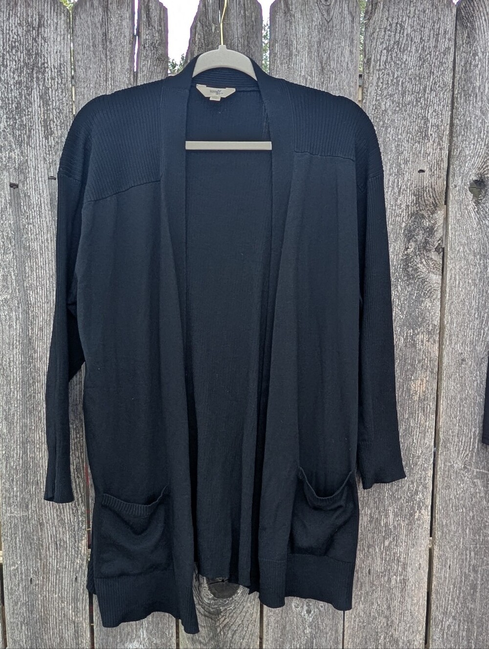 Terra & Sky Black Open-Front Pocket Cardigan